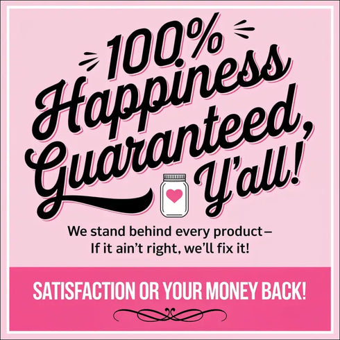 Pink square with happiness guarantee on Handmade Wooden Crocs Christmas Tree Ornament